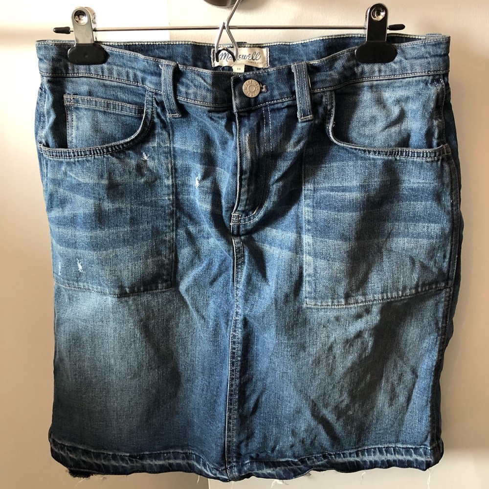 Madewell denim skirt with raw hem